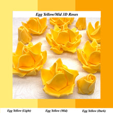 Bright Egg Yellow Orange 3D Sugar Non-Wired Roses  3 SHADES 4 SIZES