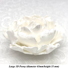 White Sparkle-Tip White 3D Non-Wired Large Sugar Peonies