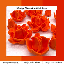 Bright Orange 3D Sugar Non-Wired Roses  3 SHADES 4 SIZES