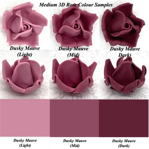 Large Dusky Mauve 3D Non-Wired Sugar Roses in 3 tones 55mm