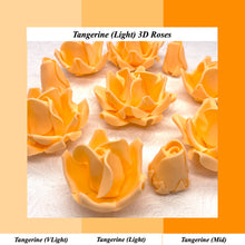 Tangerine Orange 3D Sugar Non-Wired Roses  3 SHADES 4 SIZES