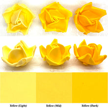 Yellow 3D Sugar Non-Wired Roses  3 SHADES 4 SIZES