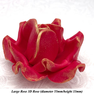 Royal Gold Sparkle-Tip Ruby Red Sugar Roses 3SIZES NON WIRED