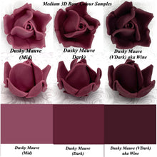 Large Deep Dusky Mauve Wine 3D Non-Wired Sugar Roses in 3 tones 55mm