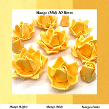 Mango Yellow Orange 3D Sugar Non-Wired Roses  3 SHADES 4 SIZES