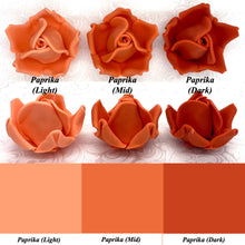 Burnt Orange Paprika 3D Sugar Non-Wired Roses  3 SHADES 4 SIZES