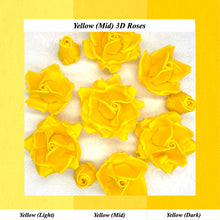 Yellow 3D Sugar Non-Wired Roses  3 SHADES 4 SIZES