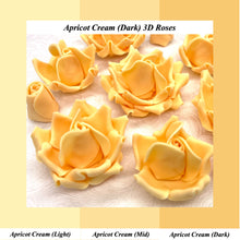 Apricot Cream Orange 3D Sugar Non-Wired Roses  3 SHADES 4 SIZES