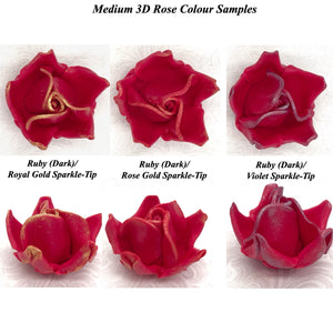 Wired Violet Sparkle-Tip Ruby Red Roses Sugar Roses Large & XLarge+ Sizes
