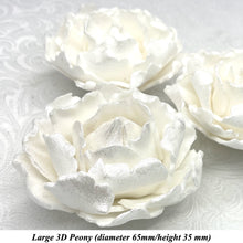 White Sparkle-Tip White 3D Non-Wired Large Sugar Peonies