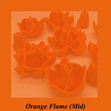 Bright Orange 3D Sugar Non-Wired Roses  3 SHADES 4 SIZES