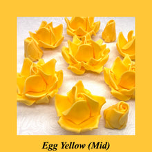 Bright Egg Yellow Orange 3D Sugar Non-Wired Roses  3 SHADES 4 SIZES