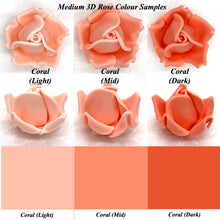 Coral Orange 3D Sugar Non-Wired Roses  3 SHADES 4 SIZES