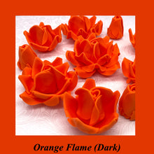 Bright Orange 3D Sugar Non-Wired Roses  3 SHADES 4 SIZES