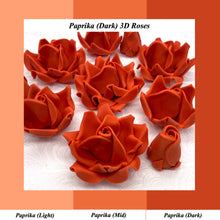 Burnt Orange Paprika 3D Sugar Non-Wired Roses  3 SHADES 4 SIZES