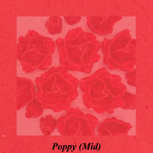 Poppy Red 3D Sugar Non-Wired Roses  3 SHADES 4 SIZES