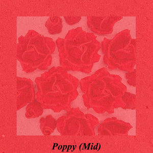 Poppy Red 3D Sugar Non-Wired Roses  3 SHADES 4 SIZES