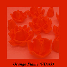 Bright Orange 3D Sugar Non-Wired Roses  3 SHADES 4 SIZES