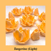 Tangerine Orange 3D Sugar Non-Wired Roses  3 SHADES 4 SIZES