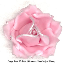 Light Silver Sparkle-Tip Pink Sugar Roses 3SIZES NON WIRED White/Pink Sparkle Tip Options