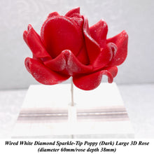 Wired White Sparkle-Tip Red Roses Sugar Roses Large & XLarge+ Sizes