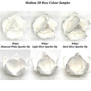 White Sparkle-Tip White 3D Non-Wired Large Sugar Peonies
