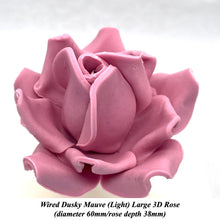 Dusky Pink Mauve Maroon Wine Wired Large 3D Sugar Roses Standard Petal 60 mm