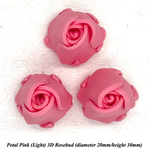 Non-Wired Petal Pink Warm Strawberry Pink 3D Sugar Roses  3 SHADES 4 SIZES