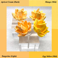 Orange Egg Yellow Wired Large 3D Sugar Roses Standard Petal 60 mm