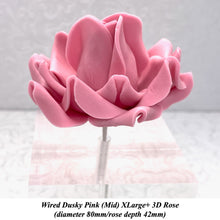 Dusky Pink Wired XLarge+ (Super) 3D Sugar Roses Larger Petal 80 mm