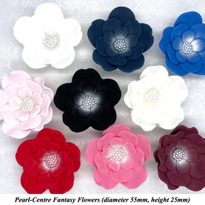 Cake Flowers Edible Wedding Cake Birthday Cake Decoration Pearl Centre Sugar Flowers White Ivory Red Pink Blue Black Maroon ALL COLOURS 55mm