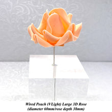 Coral Peach Blood Orange Wired Large 3D Sugar Roses Standard Petal 60 mm
