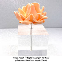 Orange Coral Peach Orange Flame Paprika Wired XLarge+ (Super) 3D Sugar Roses Larger Petal 80 mm