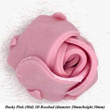Dusky PInk 3D Sugar Non-Wired Roses  3 SHADES 4 SIZES
