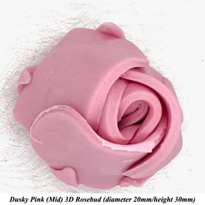 Dusky PInk 3D Sugar Non-Wired Roses  3 SHADES 4 SIZES