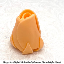 Tangerine Orange 3D Sugar Non-Wired Roses  3 SHADES 4 SIZES