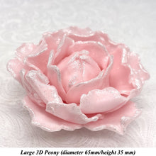 White Sparkle-Tip Pink 3D Non-Wired Large Sugar Peonies