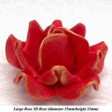 Gold Sparkle-Tip Poppy Red Sugar Roses 3SIZES NON WIRED