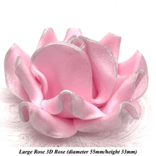 Light Silver Sparkle-Tip Pink Sugar Roses 3SIZES NON WIRED White/Pink Sparkle Tip Options