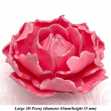 Dark Silver Sparkle-Tip Pink 3D Non-Wired Large Sugar Peonies