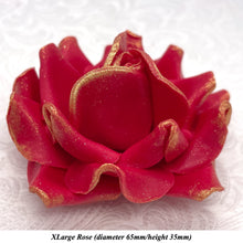 Royal Gold Sparkle-Tip Ruby Red Sugar Roses 3SIZES NON WIRED