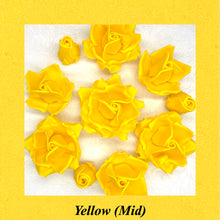 Yellow 3D Sugar Non-Wired Roses  3 SHADES 4 SIZES