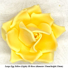 Large Bright Egg Yellow Orange 3D Non-Wired Sugar Roses in 3 tones 55mm
