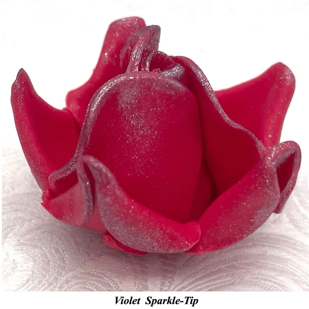 Wired Violet Sparkle-Tip Ruby Red Roses Sugar Roses Large & XLarge+ Sizes