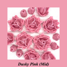 Dusky PInk 3D Sugar Non-Wired Roses  3 SHADES 4 SIZES