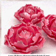Dark Silver Sparkle-Tip Pink 3D Non-Wired Large Sugar Peonies