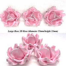 Light Silver Sparkle-Tip Pink Sugar Roses 3SIZES NON WIRED White/Pink Sparkle Tip Options