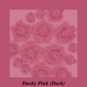 Dusky PInk 3D Sugar Non-Wired Roses  3 SHADES 4 SIZES