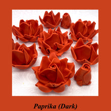 Burnt Orange Paprika 3D Sugar Non-Wired Roses  3 SHADES 4 SIZES