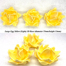 Large Bright Egg Yellow Orange 3D Non-Wired Sugar Roses in 3 tones 55mm